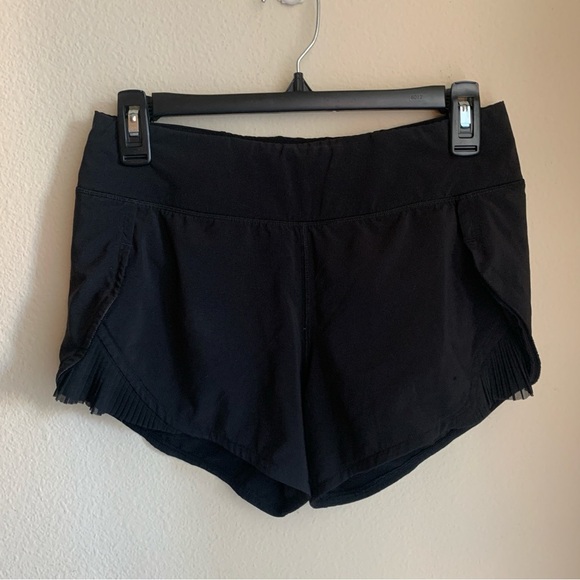lululemon athletica Pants - Lululemon Chiffon Detail Black Shorts Size 4